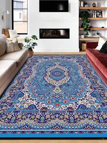 1pc Vintage Distressed Style Rug, Faux Worn Boho Traditional Polyester Rectangular Easy Care Washable Area Carpet, Suitable For Living Room, Hallway, Bedside, Sitting Room, Bedroom Home Decor