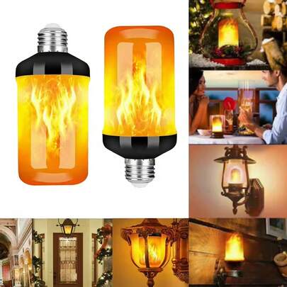 LED Flame Light Bulbs, 4 Modes Flickering Light Bulbs With Upside Down Effect, Flame Bulb For Halloween Christmas Party Patio Porch Home Indoor & Outdoor Decorations