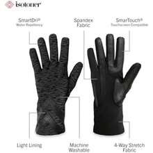 isotoner Guantes de elastano para mujer con(Small/ Medium Estampado animal, negro) - Multicolor - Ver 2