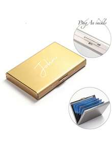 [Luxury Metal Wallet] Heavy-Duty Stainless Steel Personalized Custom Name Or Logo RFID Blocking Wallet - Anti-Theft Protection, Elegant Minimalist Design, Secure Card Slots - Birthday/Anniversary/Father's Day Gift For Men (Black, Luxury Metal Wallet), Wallet Card Holder, Sleek Matte Finish, Polished Surface - Multicolor - View 7