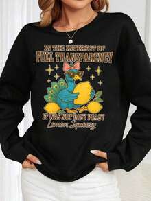 In The Interest Of Full Transparency It Was Not Easy Peasy Lemon Squeezy Peacock Sweatshirt Women Fashion Crewneck Long Sleeve Pullover Top Casual Comfortable Graphic Sweater - màu đen - Xem 1
