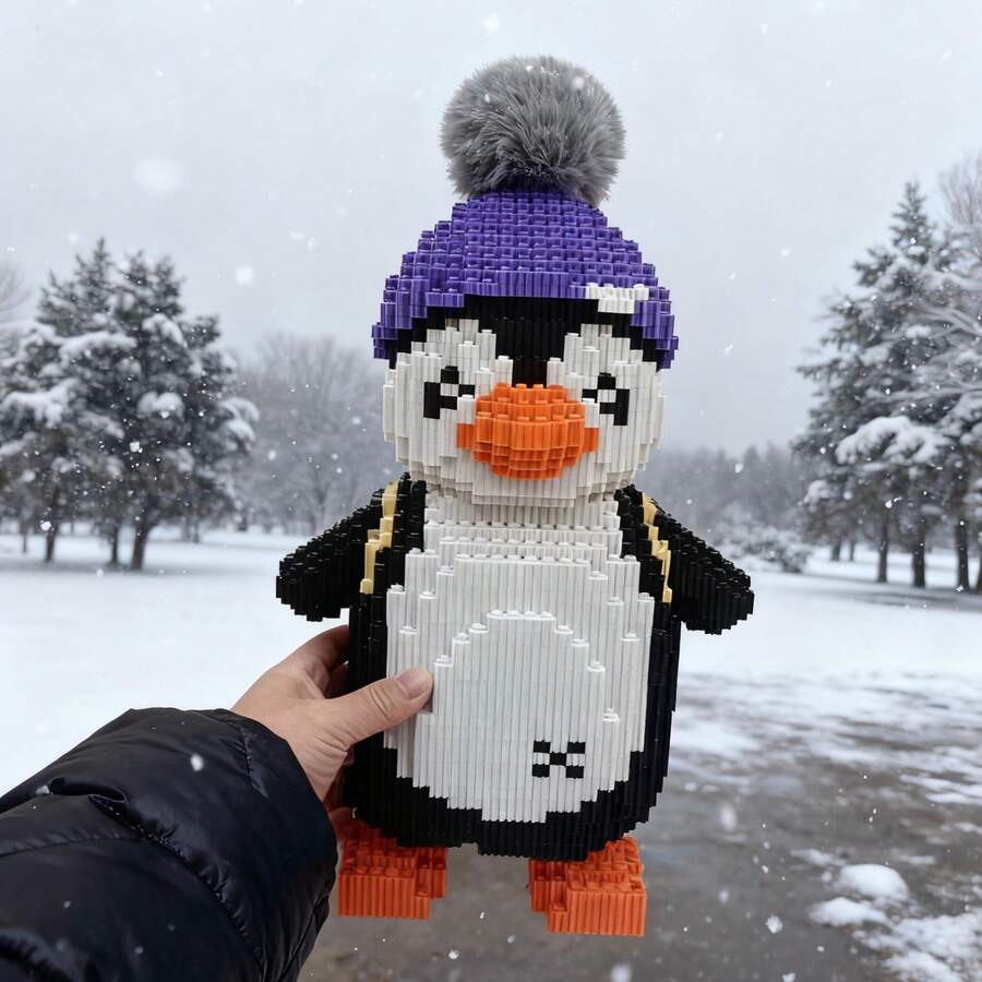 6000+Pcs Cute Penguin 3D Puzzle Building Blocks Toy, Creative Puzzle Toy, 3D Puzzle Decor, Penguin & Duckling Small Particle Assembly Toy, 3D Ornament Gift For Holiday & Birthday - Multicolor - View 1