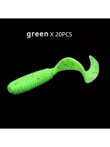 20 件高 PVC 含量蠕虫诱饵，大尾巴快速吸引鱼，预先浸泡在引诱剂中以保持持久气味，5/6/7 厘米卷尾蛆鱼饵适用于：路亚钓鱼、海钓、淡水钓鱼、河钓、蓝鱼、克拉皮鱼、鲈鱼 - 仿真魚餌 - 查看 7