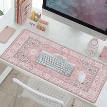 Pink Desk Mat,XXL Extended Large Mouse Pad,Gaming Mousepad With Stitched Edge,Non-Slip Rubber Base Keyboard Desk Pad For Home Office Study Game (Pink) - 長方形 - 查看 6