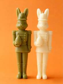 胡桃夹子兔子蛋形蜡烛模具，耐热 | 高弹性硅胶模具，多用途 - 可用于制作蜡烛、石膏/绘画、捏捏乐/解压玩具、摄影背景、节日家居装饰、派对礼物、手工工艺品。一体成型，柔韧易清洗，可重复使用。 - 白色 - 查看 6