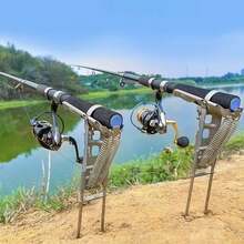 Automatic Stainless Steel Double Spring Folding Fishing Rod Holder, Upgraded Version With High Sensitivity Double Spring, Spring-Loaded Fishing Rod Holder With Lifting Function, Suitable For Ground Support - Multicolor - View 4