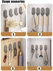 5 Elegant Black Heavy Duty Adhesive Hooks - No Drilling Required, Waterproof Wall Mounted For Bathroom And Toilet - Abs, Perfect For Towels, Robes, Bathroom Accessories, Bathroom Storage, Hooks, Adhesive Hooks, Kitchen, Hook Adhesive - Multicolor - View 10