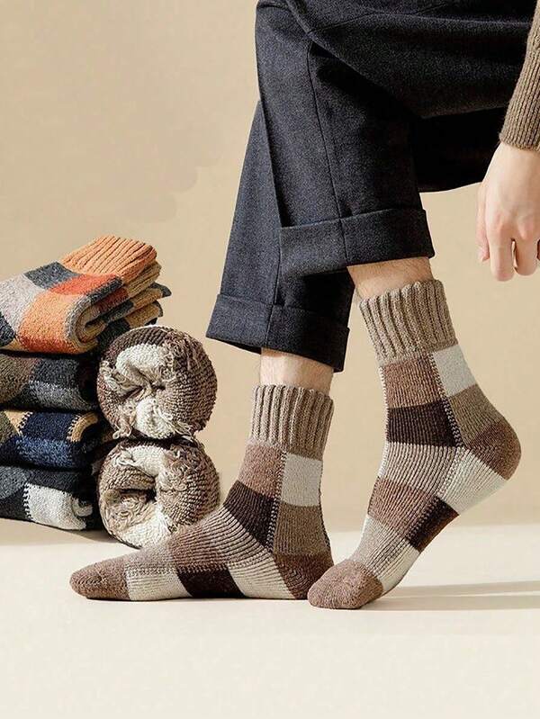 5 Pairs Vintage Winter Thick Warm Socks - Soft Comfortable Warm, Suitable For Cold Weather Outdoor Sports, Skiing, Hiking, Cycling, Running - Perfect Gift For Women And Men, Winter Socks