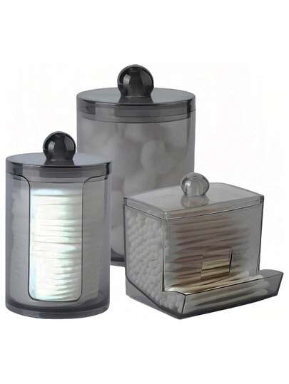 3 delar förvaringslåda för bomullspinnar, 10/7 oz boll-/toppsdispenser, apoteksburk med lock, för organisering och förvaring