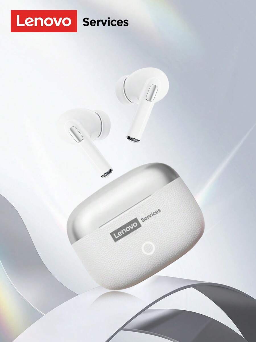 Lenovo 联想 LE221 极简无线耳机，具有被动降噪功能，HIFI 高品质音频，带麦克风的清晰通话，低延迟，长电池寿命，适用于游戏、音乐、运动，兼容智能手机和电脑