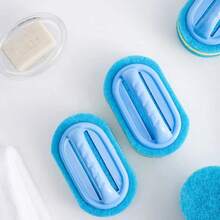 Household Cleaning Brush With Handle Sponge, High Density Thickened Dishcloth, Bathroom Toilet Wall Cleaning Brush, Bathroom Tub Tile Scrub Brush, Kitchen Bathroom Cleaning Sponge Brush, Household Cleaning Supplies - Blue 2Pcs - View 11