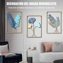 Set de Decoracin de Metal Dorado, 3PCS Decoracion Sala, Adornos para Pared, Cuadros Decorativos para Comedor, Decoracin de Metal Minimalista - 43 * 30cm, para Hogar, Oficina Estilo AEF - Dorado - AEF - Ver 3