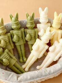 胡桃夹子兔子蛋形蜡烛模具，耐热 | 高弹性硅胶模具，多用途 - 可用于制作蜡烛、石膏/绘画、捏捏乐/解压玩具、摄影背景、节日家居装饰、派对礼物、手工工艺品。一体成型，柔韧易清洗，可重复使用。 - 白色 - 查看 7