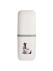 便携式旅行牙刷盒，印有A-Z字母和花卉图案，浴室配件，户外旅行牙刷牙膏收纳盒，字母系列印花防尘整理盒，旅行必备，返校用品，假日露营必备，迷你夏季度假用品，浴室配件，家居用品及收纳 - 彩色 - 查看 33