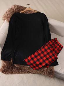 Two Pieces Sets Men's Sleepwear Autumn And Winter Long Sleeved Pants Checkered Pattern Home Clothes Sleepwear Set, For Fall - Multicolor - View 2