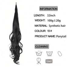 32 Zoll Clip-In Pferdeschwanz Extensions, langer Pferdeschwanz, für Frauen, elastischer Wickel-Pferdeschwanz, natürlicher synthetischer Pferdeschwanz - Verschiedenfarbig - Übersicht 6