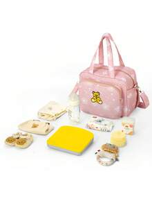 1pc INS Style Mommy Bag, Small Handheld Shoulder Messenger Bag, Fashionable Embroidered Diaper Bag For Mothers - Baby Pink - View 2