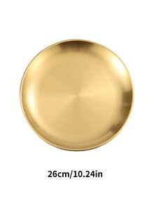 1 件金色不锈钢盘子套装 - 奢华哑光饰面，可放入洗碗机清洗 - 适用于家庭、户外、露营、小吃和烧烤