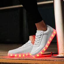 Unisex LED Light-Up Sneakers - USB Rechargeable, Flashing Multi-Mode, Casual Party Shoes - 白色 - 查看 8