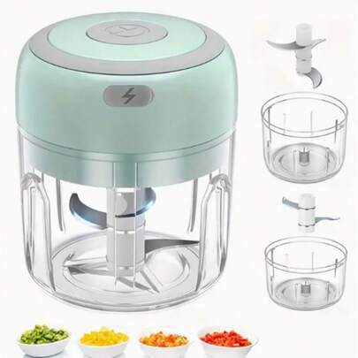 Meat Grinder, Vegetable Chopper, Electric Garlic Chopper, USB Rechargeable Mini Chopper, Powerful Small Food Processor, Vegetable Mixer, Wireless Food Chopper For Ginger, Chili, Fruits, Meat, Etc