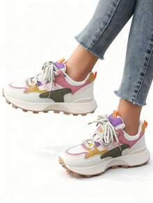 Women's Fashionable Skateboard Shoes, Macaron Color Stylish Sneakers, Women's Casual Sports Shoes, Campus Style Skateboard Shoes, Cute & Playful Sports Shoes, Women's White Sneakers, Pink Sports Shoes, Casual Skateboard Shoes, Women's Sports Shoes, Running Shoes, Unisex Skateboard Shoes - Hot Pink - View 3