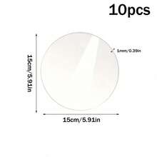 10pcs,Acrylic Round Table Mirror Trays For Weddings, Baby Showers, And Birthdays -10cm/15cm/20cm/25cm/30cm Circle Mirror Candle Plates For Home Table Centerpieces And Self-Adhesive Decorations Mirror Stickers - Silver - View 13