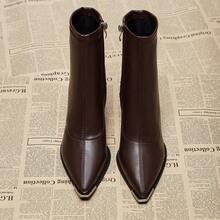 2025 Autumn/Winter New Women's Ankle Boots, Chelsea Boots, Western Style Side Zipper - Brown - View 2