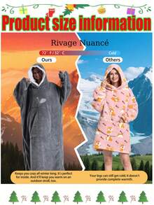 1 Stück tragbare Decken-Kapuze für Frauen und Männer. Weiche Sherpa-Decken-Kapuze mit Ärmeln und Tasche, überlange Kapuzen-Decken-Sweatshirts, kuschelig und warm. Fleece-Decke mit Ärmeln und großer Tasche für Erwachsene, kuschelige Kapuzen-Decke als Geschenk für drinnen & Outdoor, locker sitzender Bademantel-Decken-Mantel, warme Decken-Pyjamas - Verschiedenfarbig - Übersicht 7