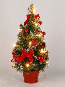 40cm Artificial Small Mini Christmas Tree Table Top Ornaments - Red - View 8