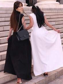 Vestidos Elegantes De Mujer Wedding Guest Dress Women Prom Dresses New Autumn Women's Clothing - Pure Color Sleeveless Fashionable Dress With Elegant Style, Fitted And Pleated Long Dress - 白色 - 查看 4