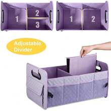 Car Trunk Organizers And Storage For SUV, Collapsible Multi Compartment Container Box Adjustable Car Accessories For Women Men, Light Purple,29410722 - 紫色 - 查看 6