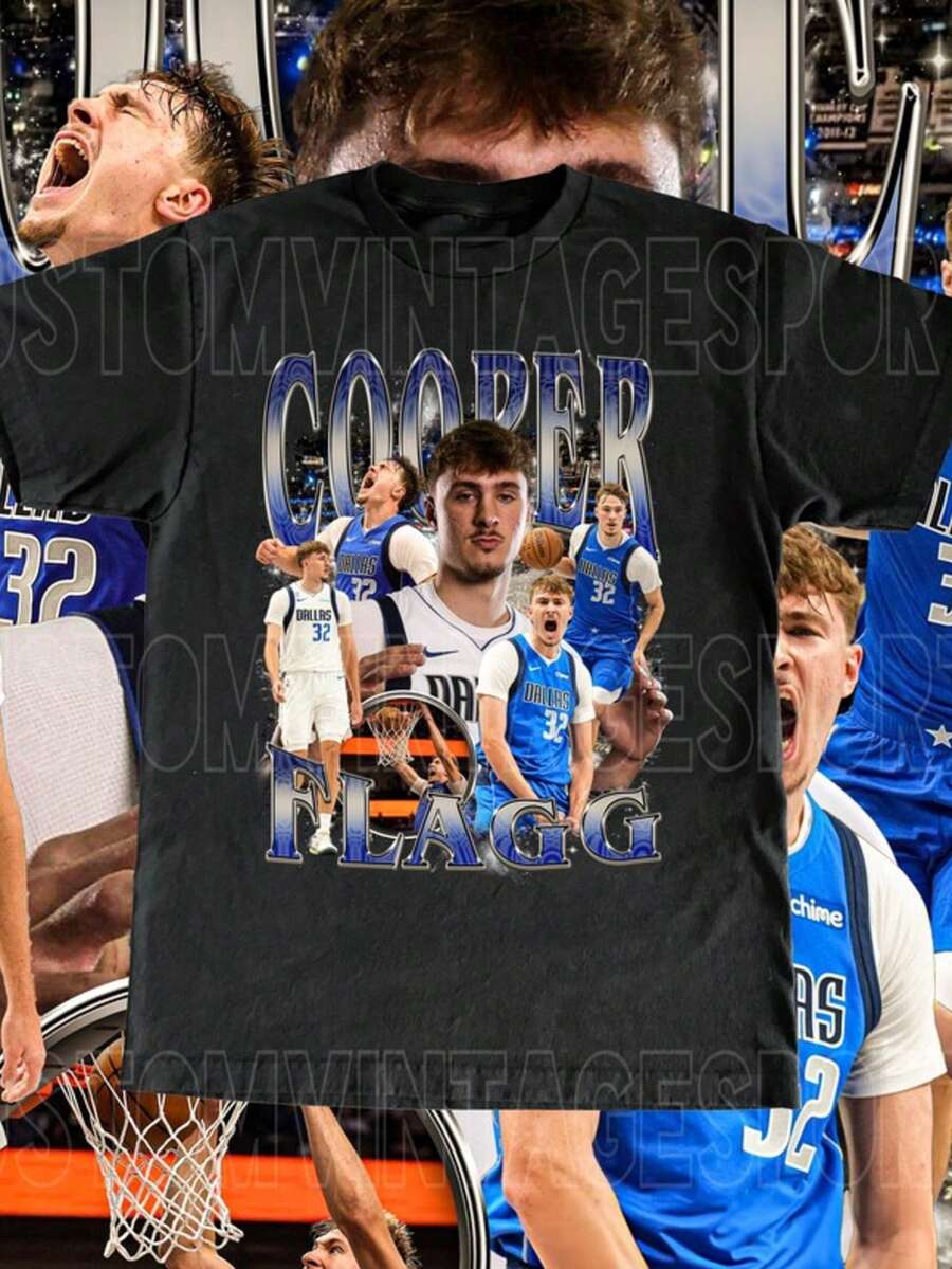 Vintage Cooper Flagg Tee - High Quality T Shirt Custom Vintage Design Gift Shirt Dallas Mavericks Ba - màu đen - Xem 1
