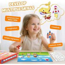 Foil Pom Poms Art For  - Unicorns Princesses Ocean DIY Creative Craft Kits, Travel Toys, Party Favors, School Supplies, Birthday Gifts For   Ages 4, 5, 6, 7, 8, 9, 0, , 2,29271488 - 彩色 - 查看 5