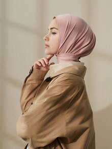 1pc Women's Convenient Button Hijab, Sports Hijab For Muslim - Multicolor - View 3