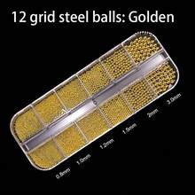 1 علبة من الخرز الدائري الذهبي والفضي متعدد الأحجام، ديكور كرات ثلاثية الأبعاد صغيرة، مستخدمة بشكل شائع من قبل فنيي الأظافر لمواد تطعيم الأظافر DIY، مناسبة لفن الأظافر المنزلي والاحترافي