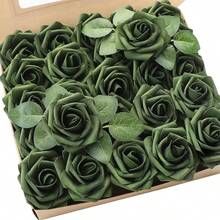 25pcs/50pcs OPP Foam Rose With Pole PE Material Imitation Rose Artificial Flower Wedding Valentine's Day - Green - View 18