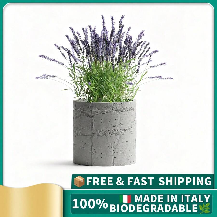 ORIZZONTE Modern Decorative Cement Effect Vase – Minimal Industrial Design For Plants, Cactus, Bonsai – Home/Office Gift Idea – 100% Made In Italy, Shipping From Italy