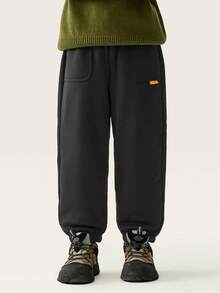 mini bala Kids Pants Adjustable Waist Warm Soft Long Trousers Winter 2025 - Black - View 1