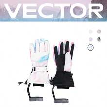 VECTOR MOTION 5 指滑雪手套男女通用，带绳，加厚，防水，防滑，耐磨，钩环分指手套，适用于滑雪、单板滑雪、暖手器、冬季手套、雪地手套 - 粉色 - 查看 4