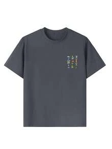 Camiseta con estampado de dibujos animados de " de putrefacción cerebral italiana" para niño preadolescente, adecuada para uso diario, ropa urbana, estilo de campus, top casual de verano de moda para niños - Gris Oscuro - Ver 9
