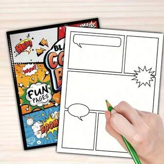 1set Blank Comic Book, Suitable For Teenagers And Adults: 24 Blank Pages With Pre-Drawn Panels, Templates, Speech Bubbles, And Font Guides - DIY Your Story Creations, A Comic-Making Tool, Art Supplies, Perfect For Friends Aspiring To Be Artists And Comic Creators