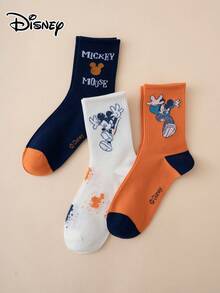 Disney 3 pares de calcetines de media caña con diseño de  y letras, de colores contrastantes, calcetines deportivos, para todas las estaciones, talla europea y americana, cómodos y transpirables, de colores vibrantes, aptos para uso diario, de tela premium, sin sensación de ahogo - Multicolor - Ver 3