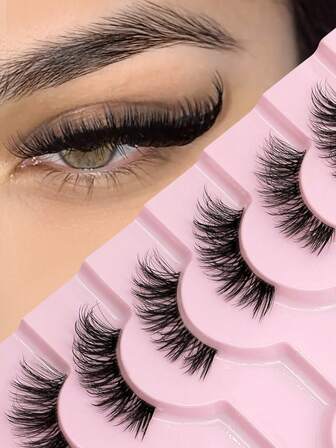 9 par lösögonfransar naturliga halvögonfransar genomskinliga band kattögonfransar fluffiga stripiga fransar 3D-konstminkfransar mjuka ögonfransförlängningar sminkverktyg för nybörjare gör-det-själv hemma (F26)