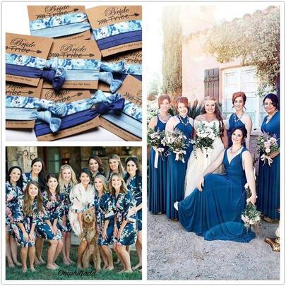 Bachelorette Party Favor Hair Tie Bride and Bridesmaid Gifts Bridal Shower or Bridesmaid Proposal Navy Blue 6 Packs