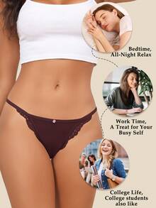 6 Pack String Bikini Underwear For Women Sexy Lace Panties Low  Hipster Bikini Panty Stretch Briefs  S-XL - 彩色 - 查看 5