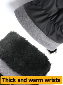 1 par de guantes de invierno para hombres, aptos para uso diario, deportes al aire libre, conducción, senderismo, con dedos táctiles, forro térmico, diseño de bloques de color - Multicolor - Ver 4