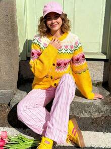 Große Größen Koreanischer Stil Weihnachten Lässig Boho Urlaubs-Party Vintage Strickjacke Frauen Old Money Stil Süß Flughafen Streetwear Country Konzert Ausgehen Oberteile Cosplay Halloween Kostüm Halloween 2025 Sexy Hexe Kostüm Ausgehen Herbst Frauen Schulanfang Y2K Country Konzert Herbst Winter Für Frauen Goth Steampunk Frauen Boho Urlaubs-Party Fair Isle Jacquard Rundhals Knopf Locker Gemütlich Pullover Strickjacke