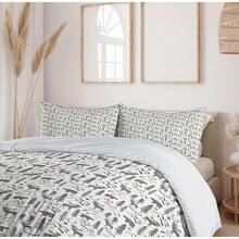 Winter Duvet Cover Set, Merry Theme Delicate Snowflakes, Vintage Holiday Pattern, 3 Piece Bedding Set With 2 Pillow Shams, Size, Teal White - 灰褐色和白色 - 查看 4