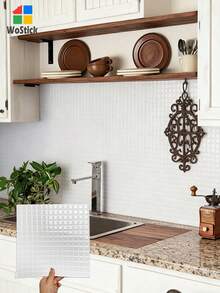 WoStick 自粘防水马赛克纹理乙烯基DIY壁纸，瓷砖防溅板，小方砖贴纸，家居装饰，即撕即贴瓷砖，装修贴纸，可移除墙板，壁纸，春季装饰，焕新家居，Rama装饰贴纸，生日和毕业礼物