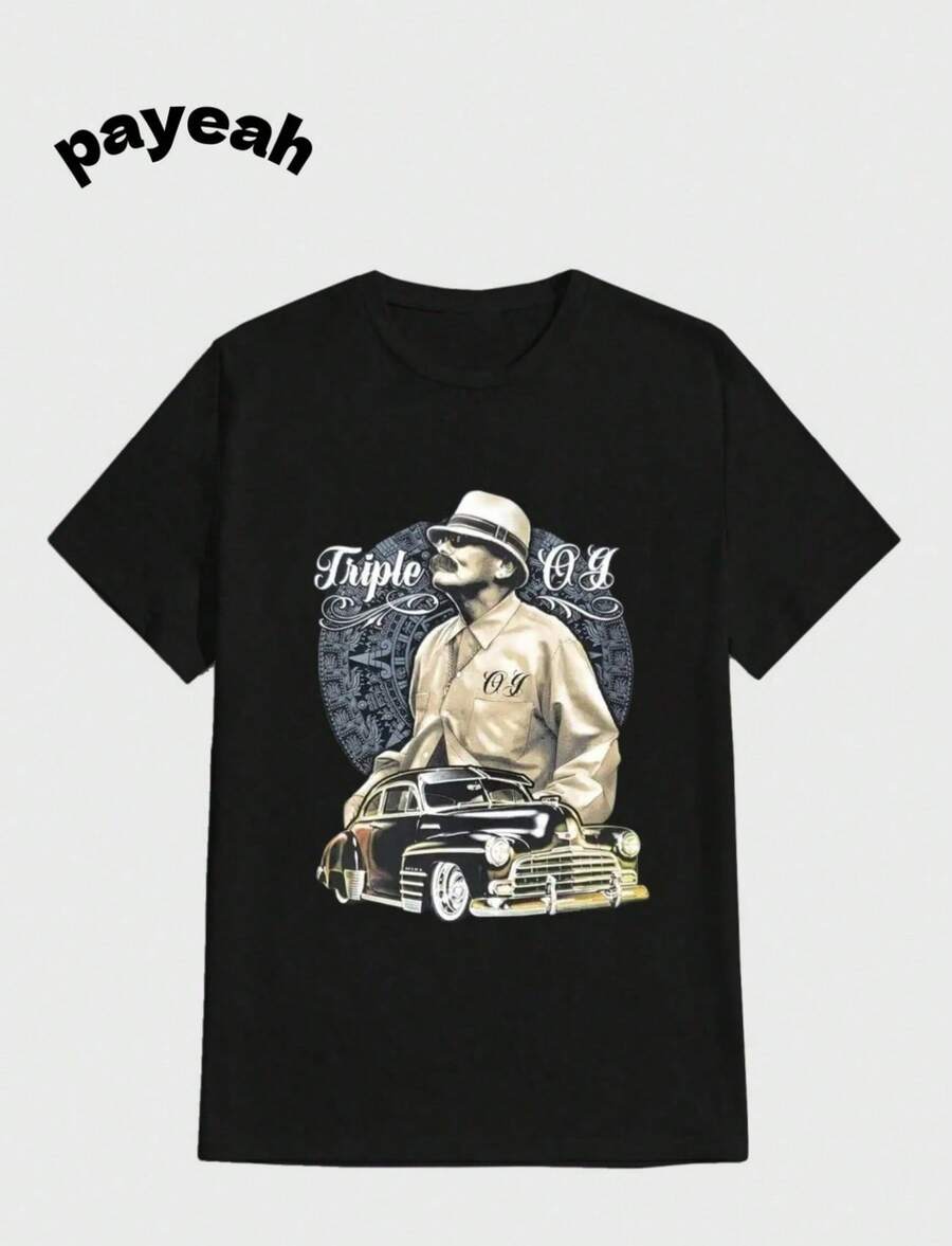 Payeah Cruising Lowrider Bike It Clown Joker Gangster David Gonzales Dga Casual Digital Print Pure Heavy Cotton T Shirt - 黑色 - 查看 1